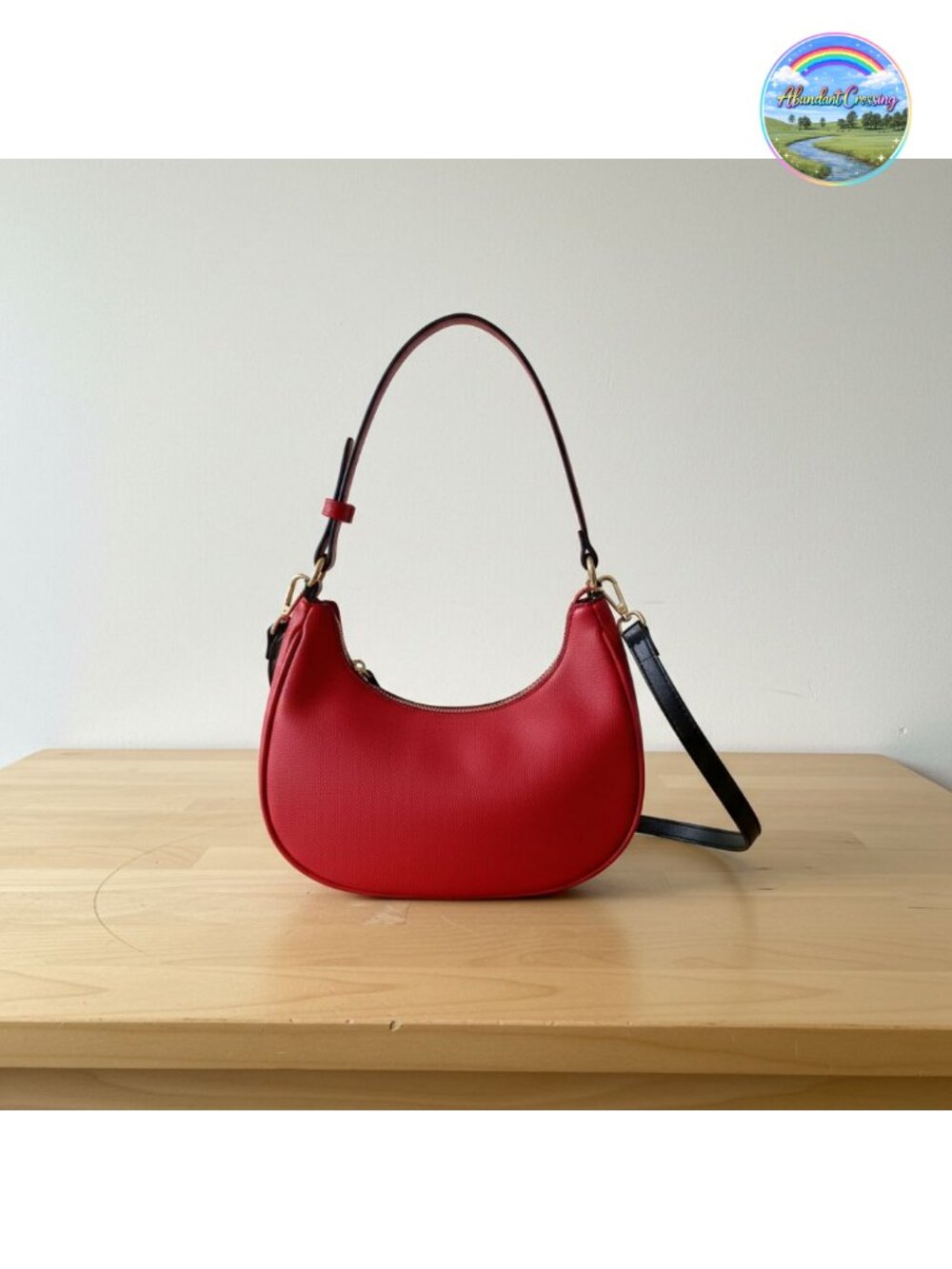 Small Crescent Shoulder Bag PU Leather Zip Underarm Purse